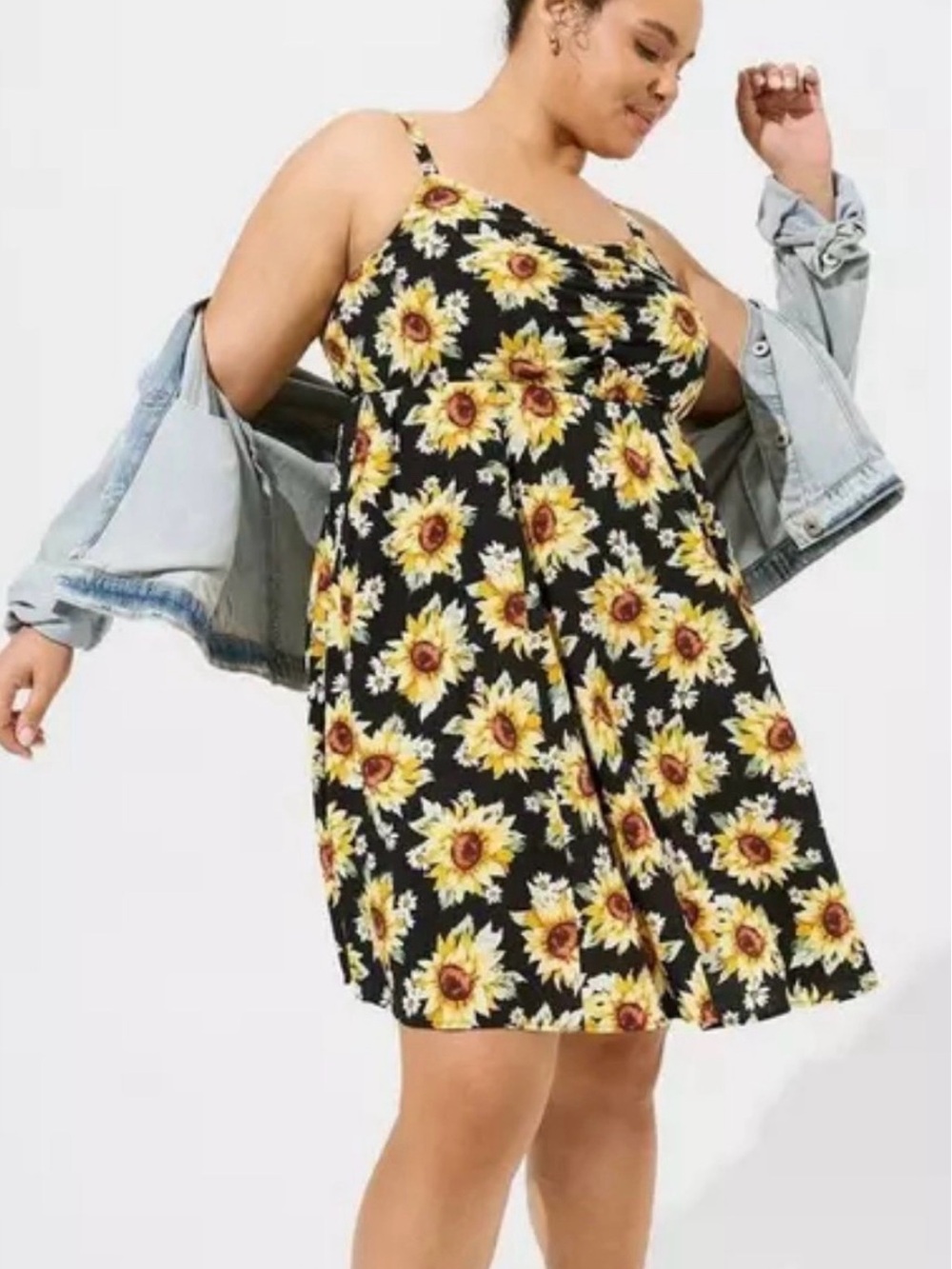 torrid Black Sunflower Print Slip Dress